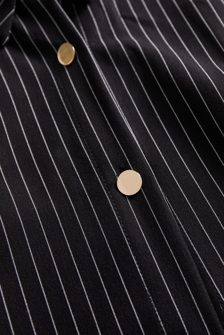 Poppy | Black Pinstripe Shirt Dress