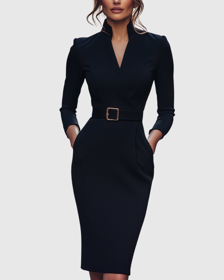Claribel | Elegant Belted Pencil Dress