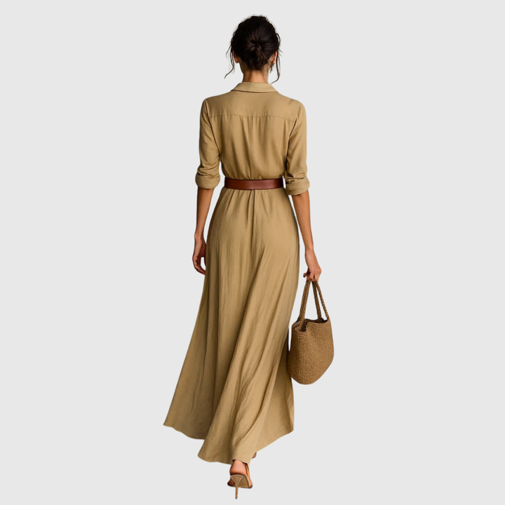 Una | Lapel-Wrap Maxi Dress
