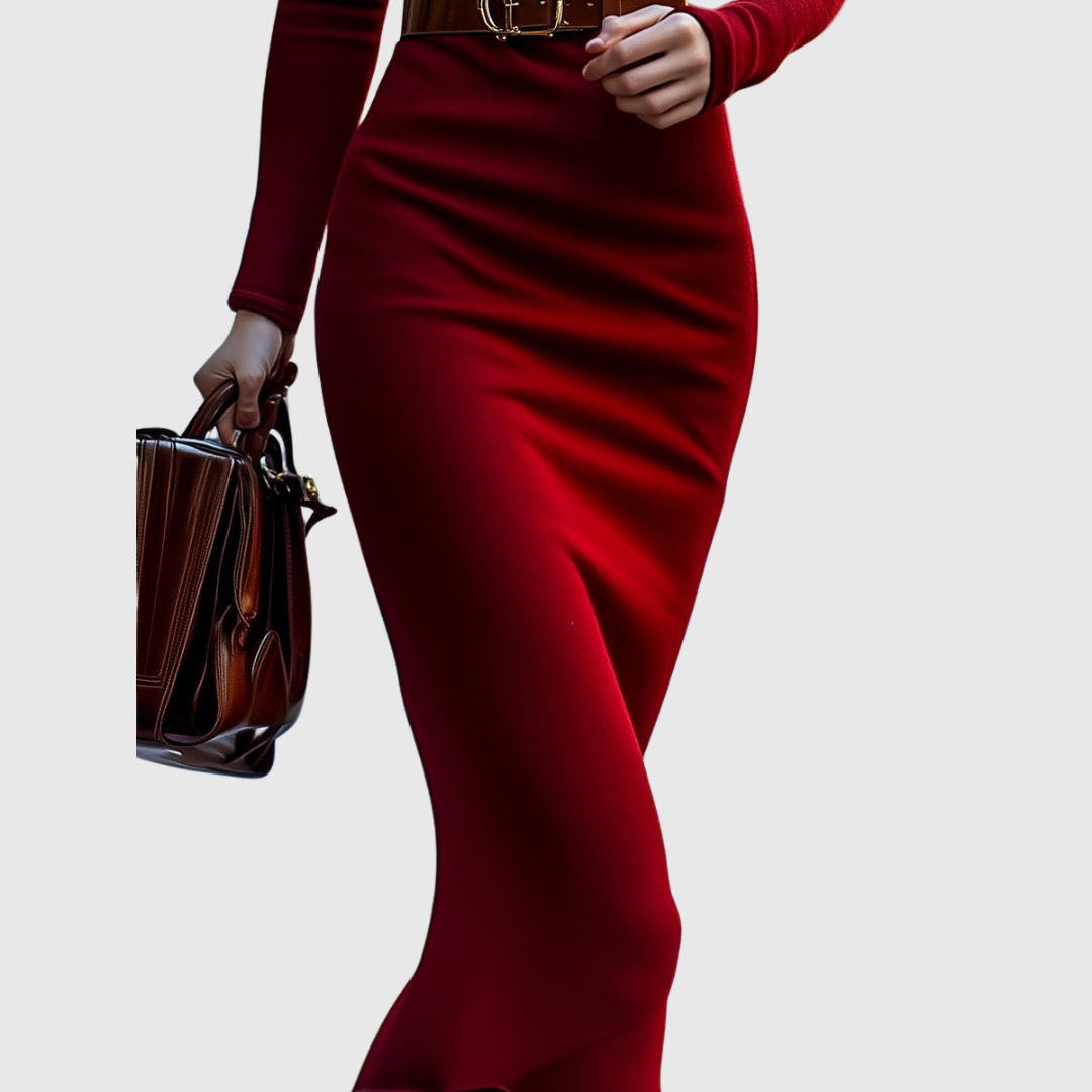 Ella | Red Turtleneck Knit Dress