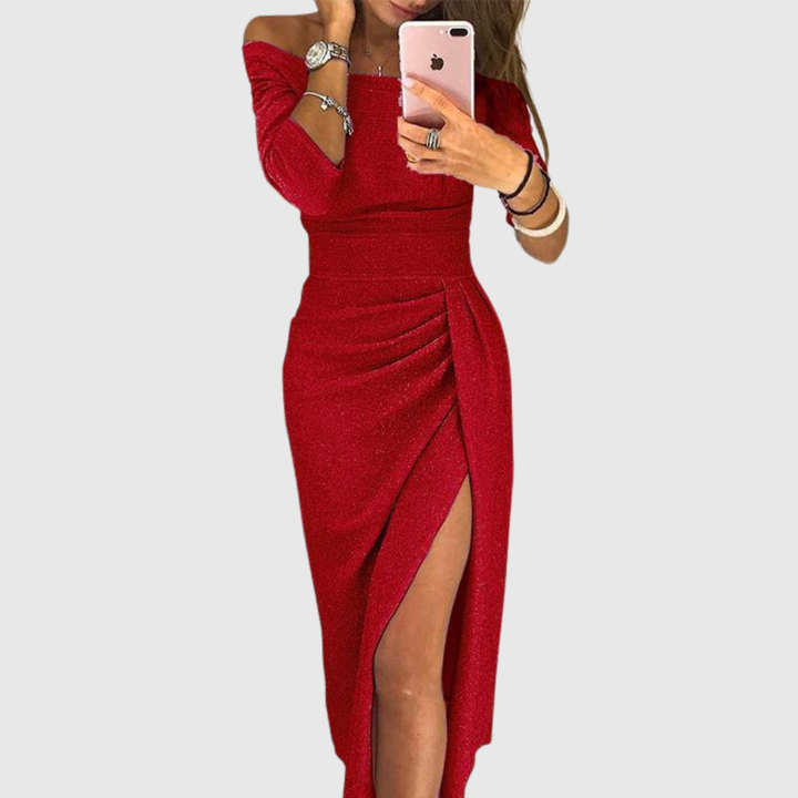 Ivanna | Off-Shoulder Draped Midi Dress