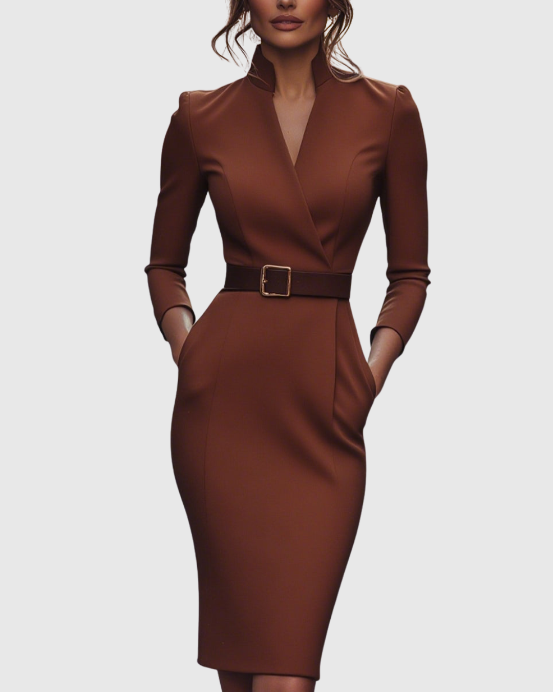 Claribel | Elegant Belted Pencil Dress
