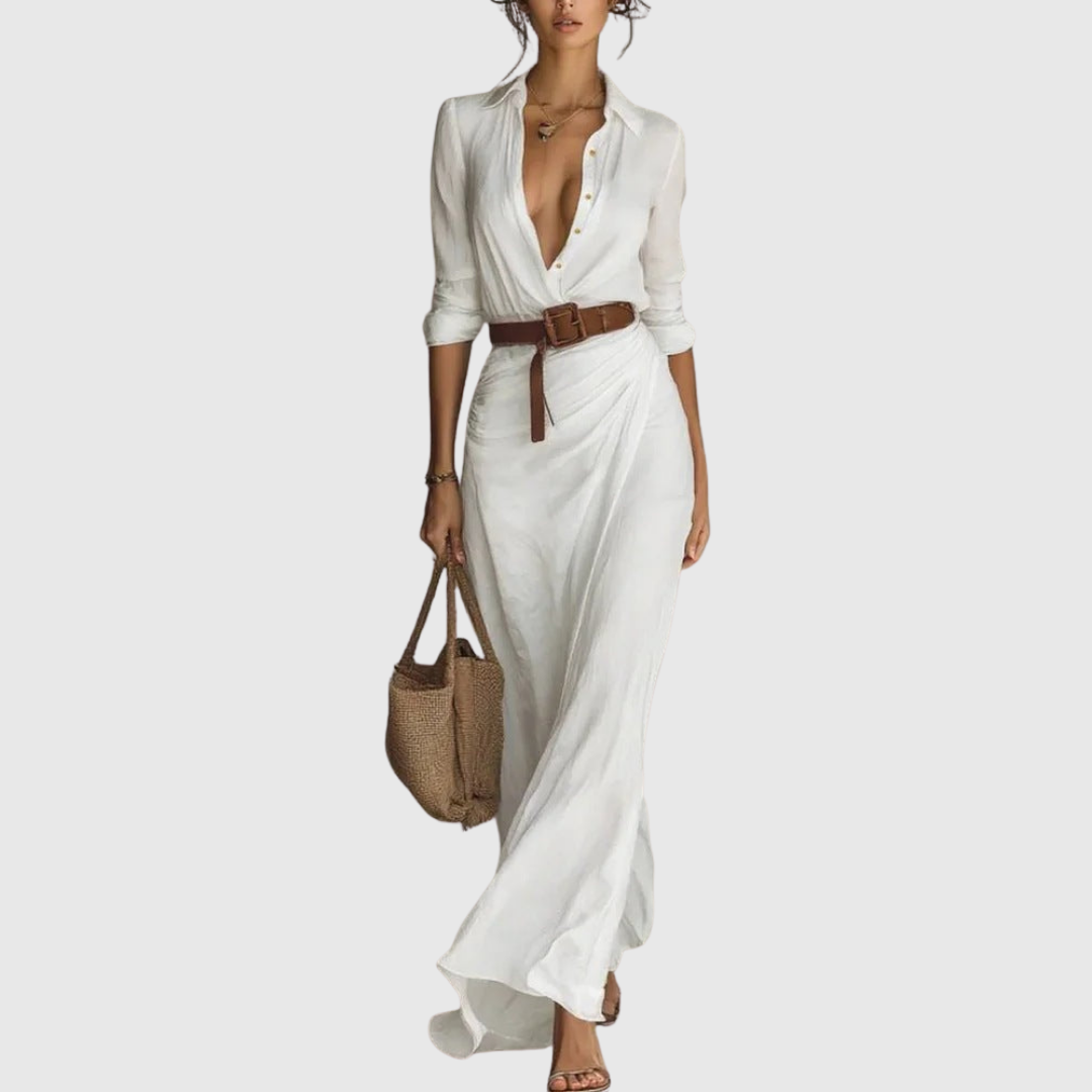 Una | Lapel-Wrap Maxi Dress