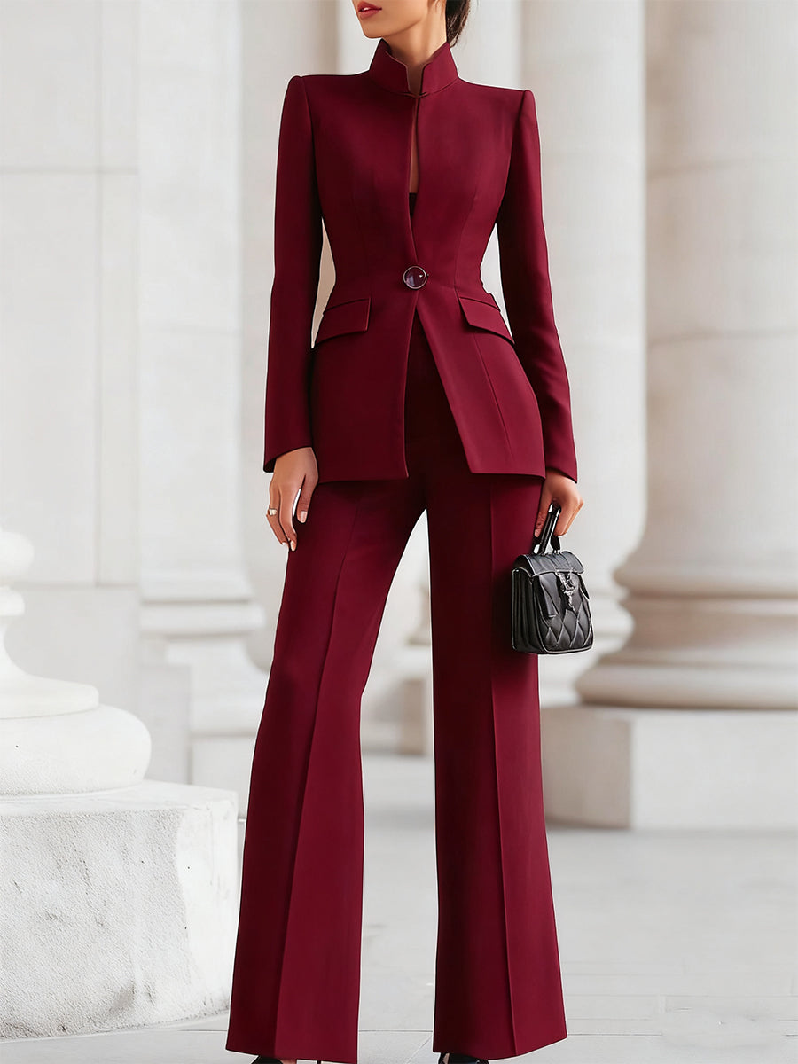 Danika | Tailored High-Collar Pant Suit