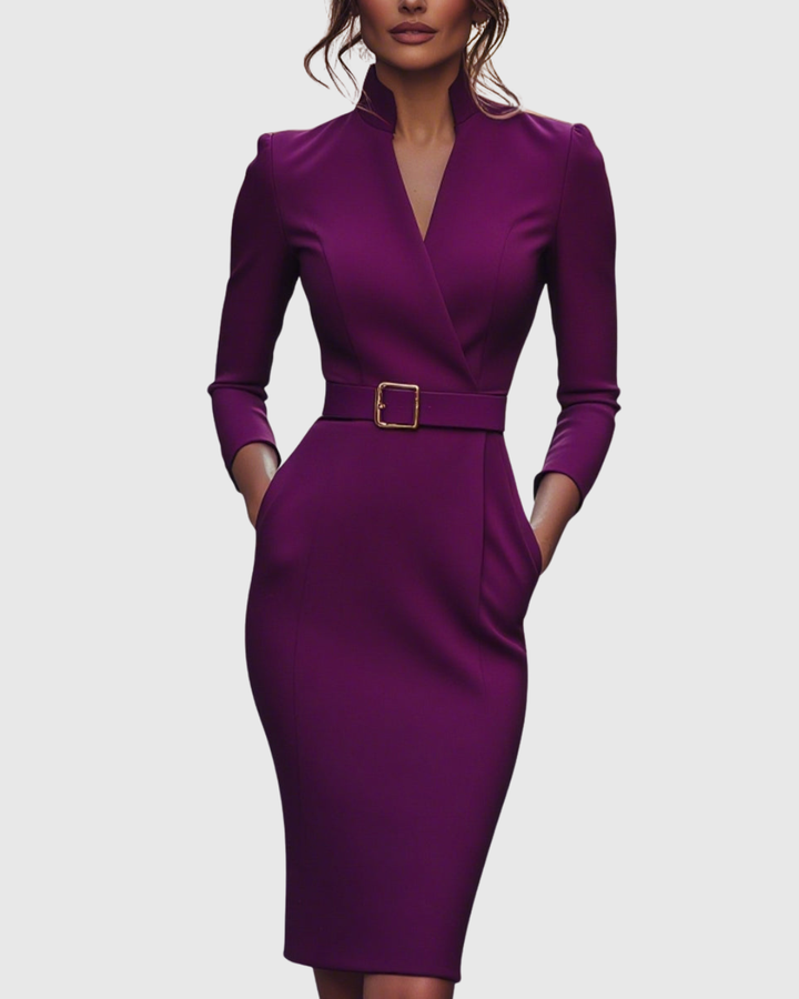 Claribel | Elegant Belted Pencil Dress