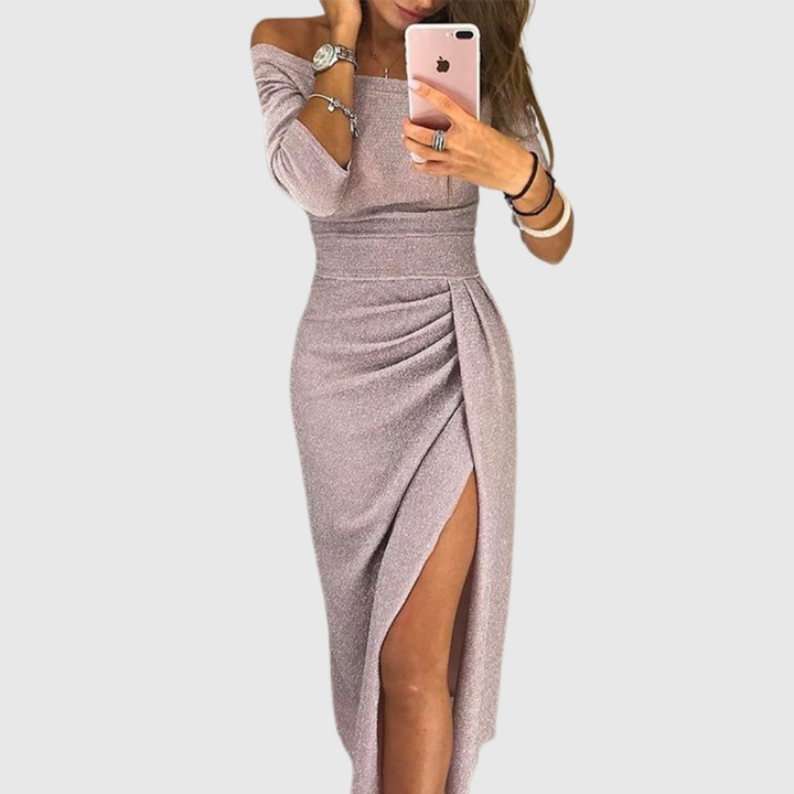 Ivanna | Off-Shoulder Draped Midi Dress