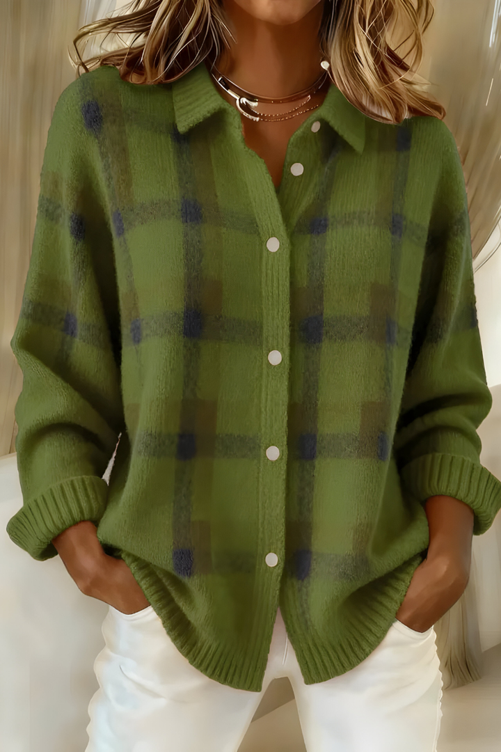 Talia | Relaxed Checked Button-Up Sweater