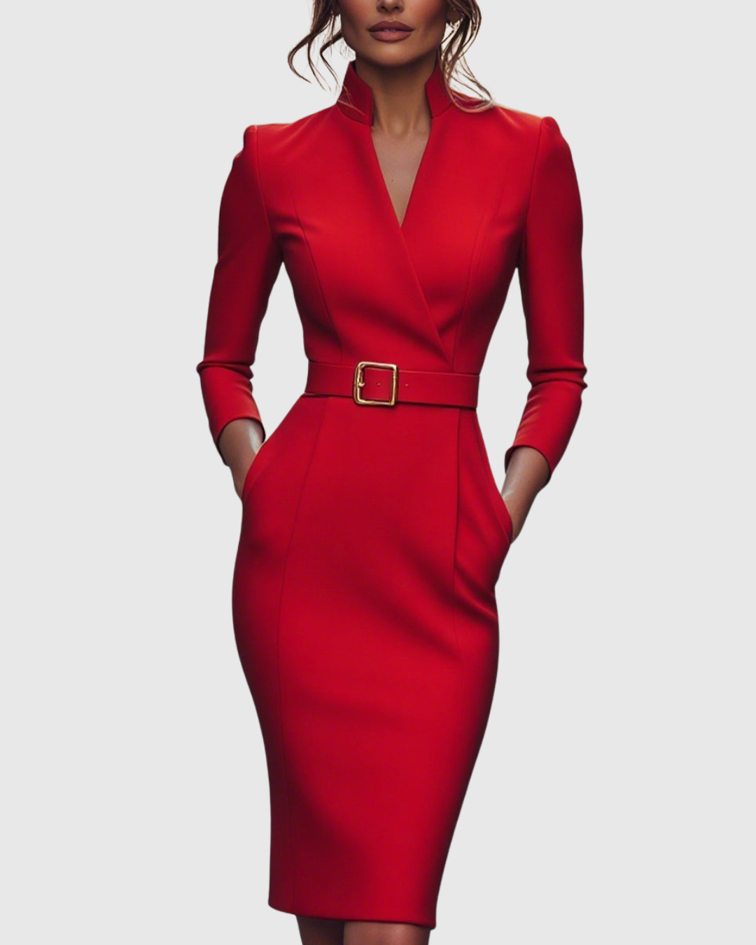 Claribel | Elegant Belted Pencil Dress