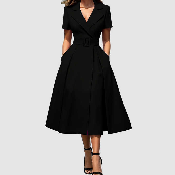 Celina Bloom | Elegant Black A-Line Dress