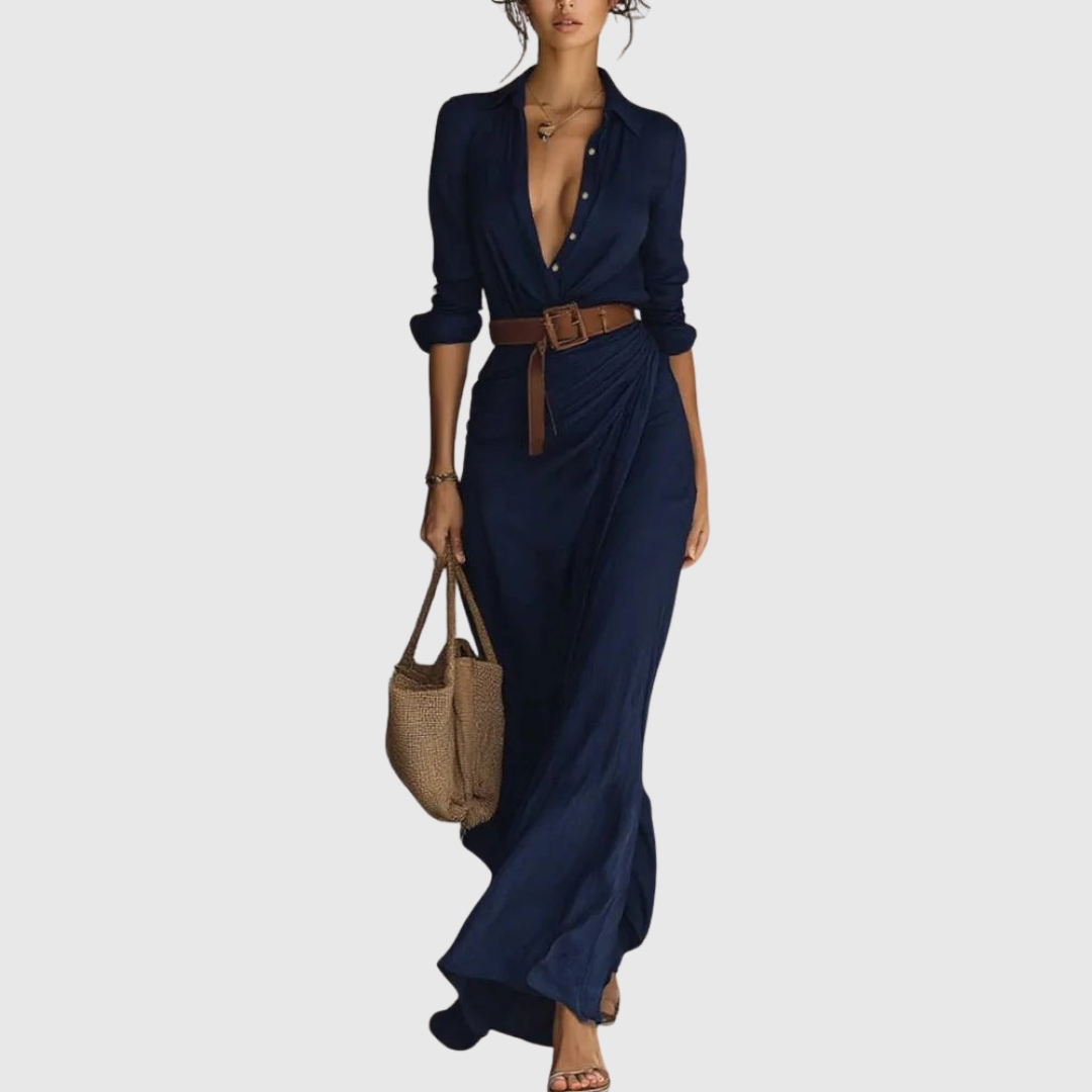 Una | Lapel-Wrap Maxi Dress