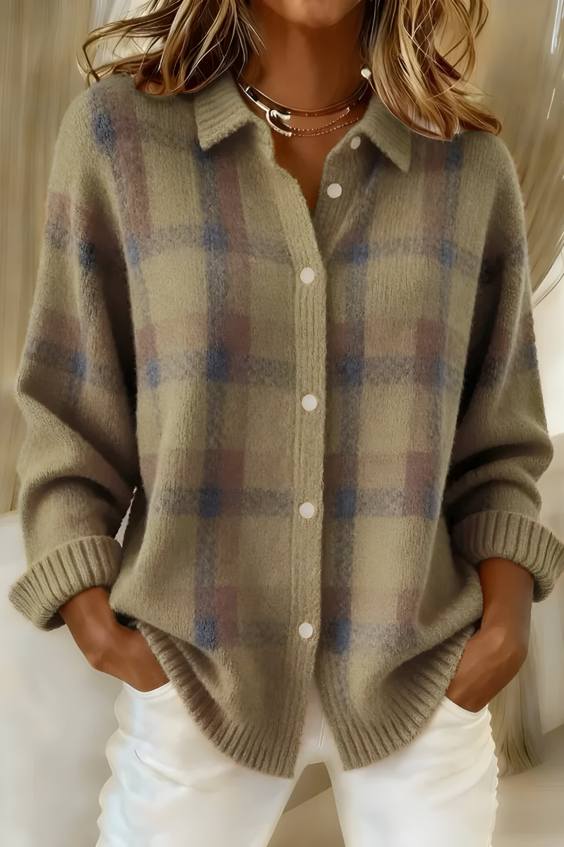 Talia | Relaxed Checked Button-Up Sweater