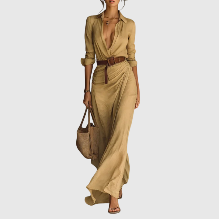 Una | Lapel-Wrap Maxi Dress