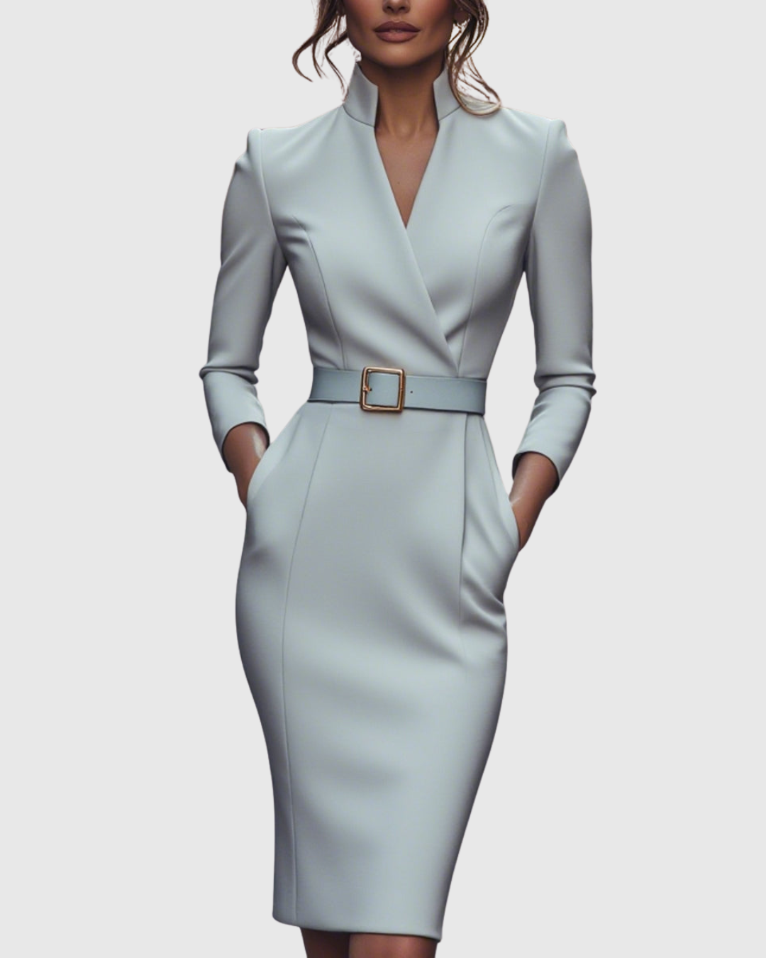 Claribel | Elegant Belted Pencil Dress