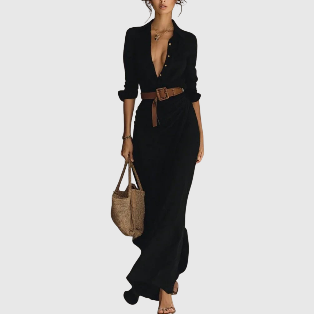 Una | Lapel-Wrap Maxi Dress