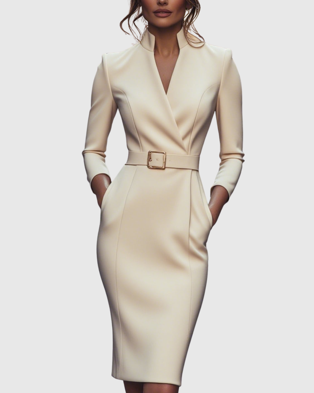 Claribel | Elegant Belted Pencil Dress