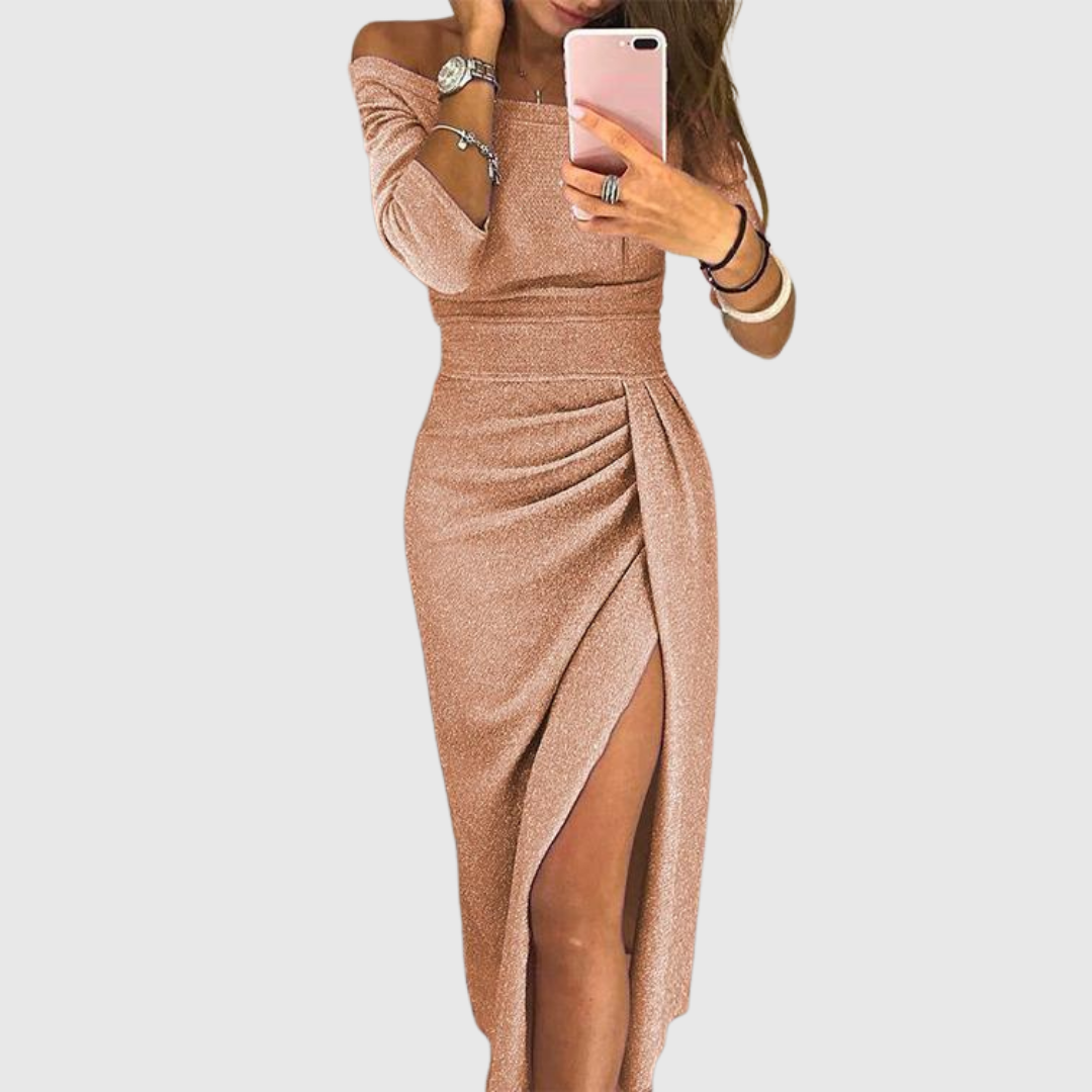 Ivanna | Off-Shoulder Draped Midi Dress