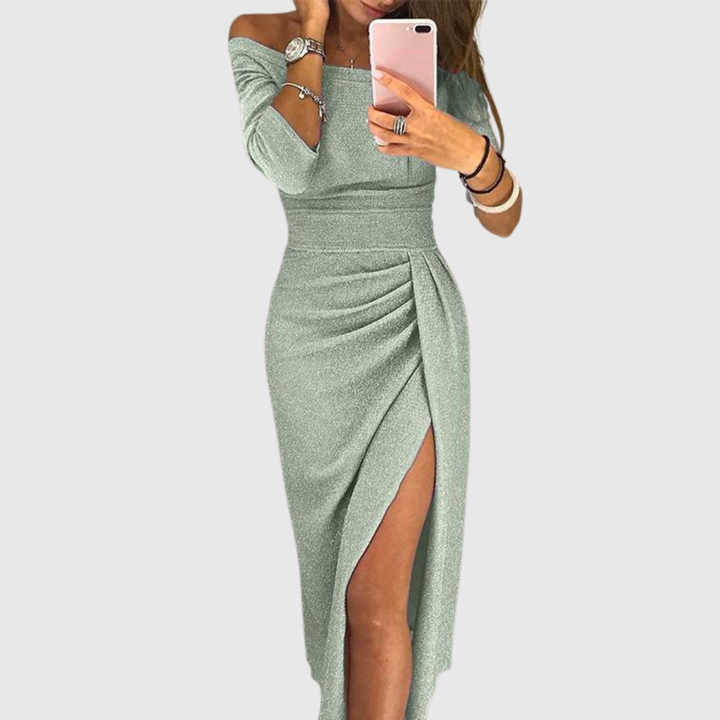 Ivanna | Off-Shoulder Draped Midi Dress