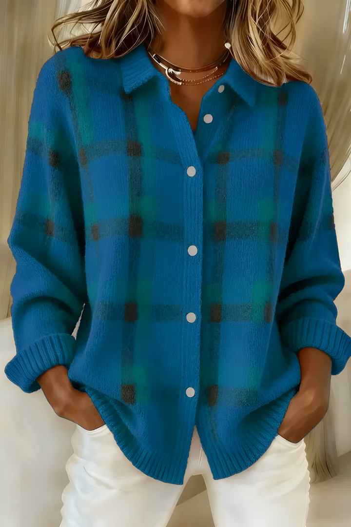 Talia | Relaxed Checked Button-Up Sweater