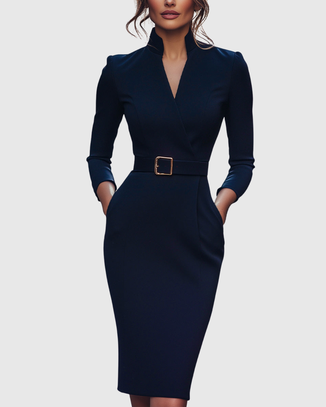 Claribel | Elegant Belted Pencil Dress
