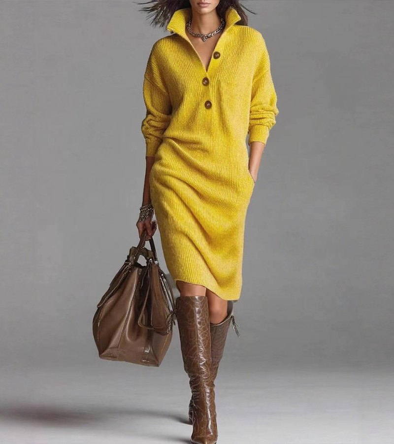 Marilee | Relaxed Button-Collar Knit Dress