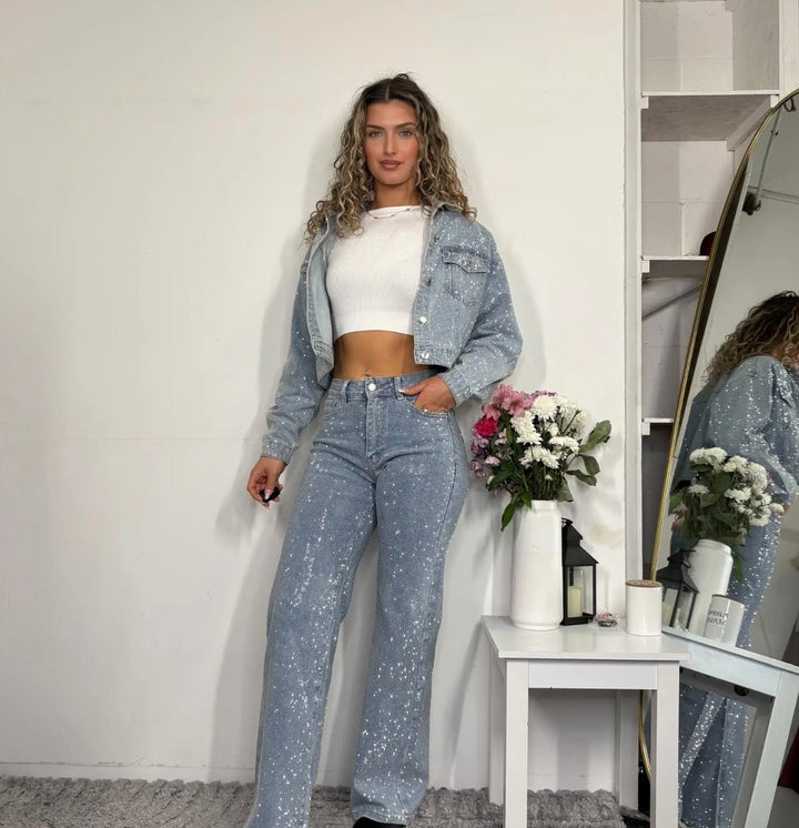 Celestine | Sparkle-Detail Wide-Leg Jeans