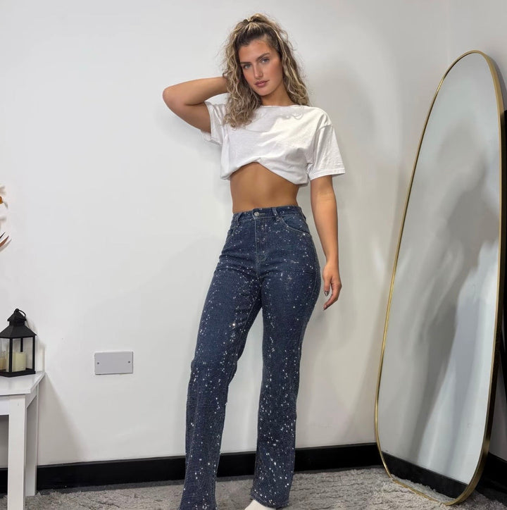 Celestine | Sparkle-Detail Wide-Leg Jeans