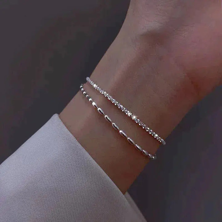 Silver Bracelet Set with Zirconia Details