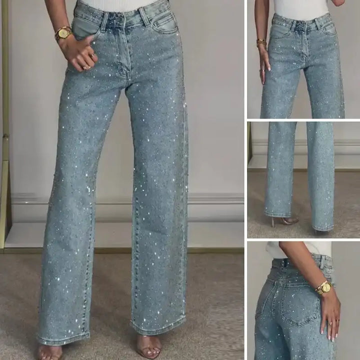 Celestine | Sparkle-Detail Wide-Leg Jeans