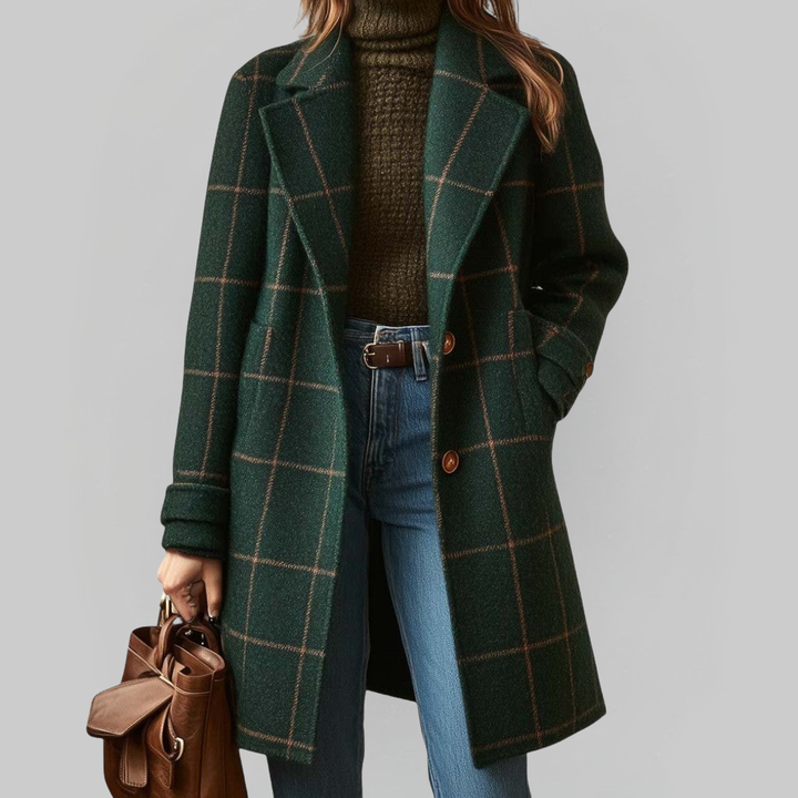Faye | Structured Checked Mid-Length Coat