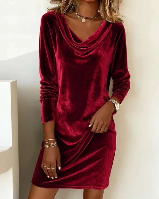 Arlise | Luxe Draped Velvet Mini Dress
