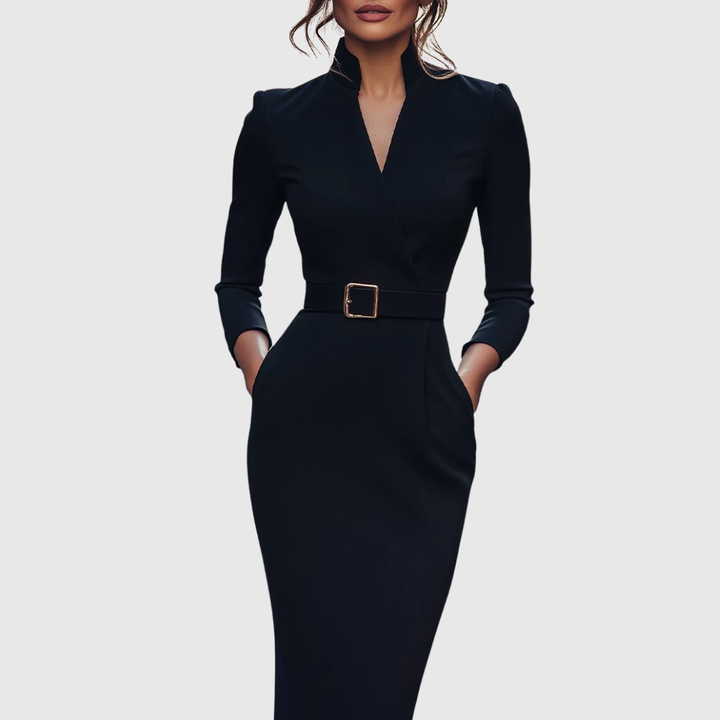 Claribel | Elegant Belted Pencil Dress