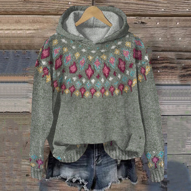 Mirelyn | Boho Patterned Knit Hoodie
