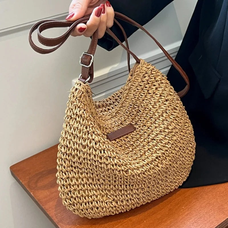 Straw shoulder bag