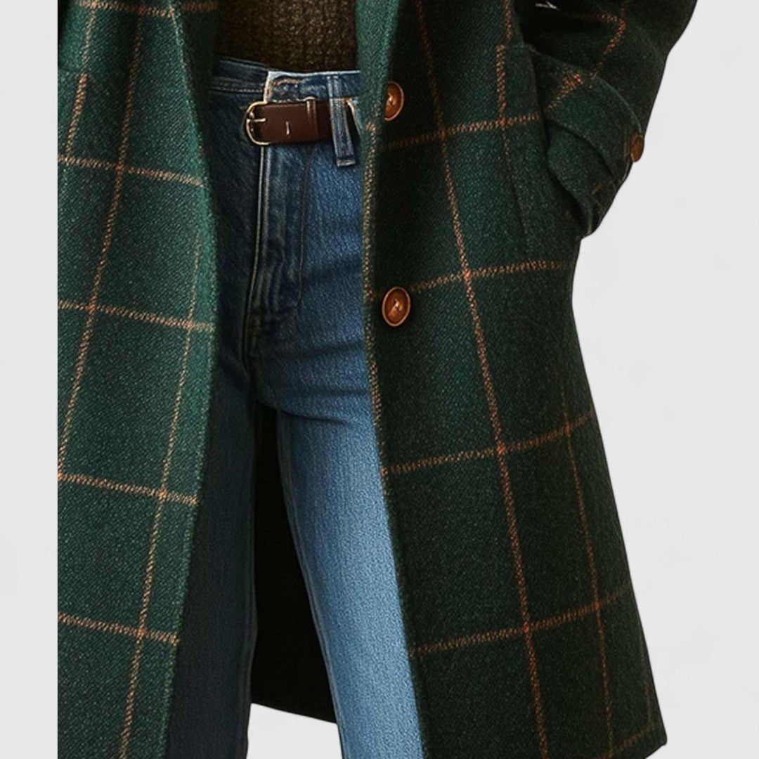 Faye | Structured Checked Mid-Length Coat