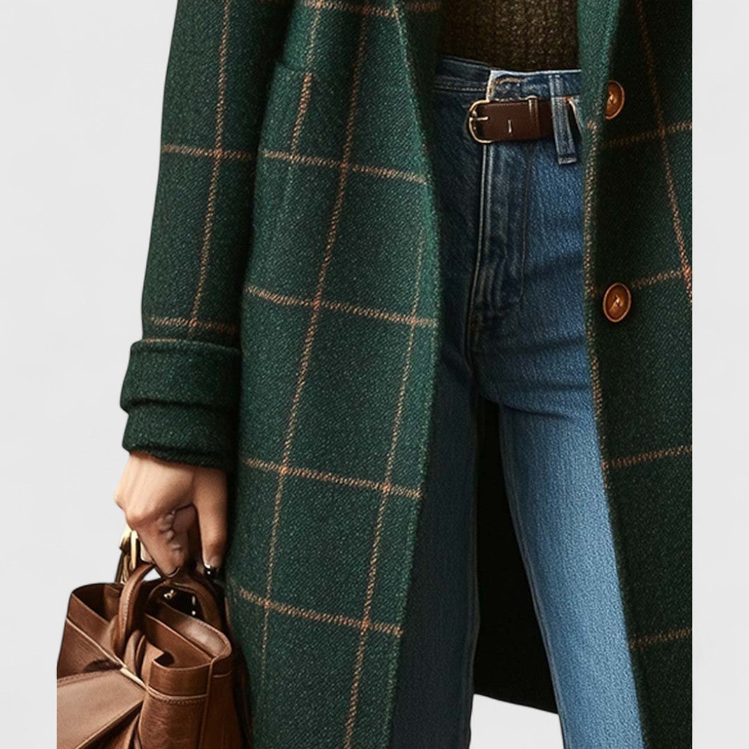 Faye | Structured Checked Mid-Length Coat