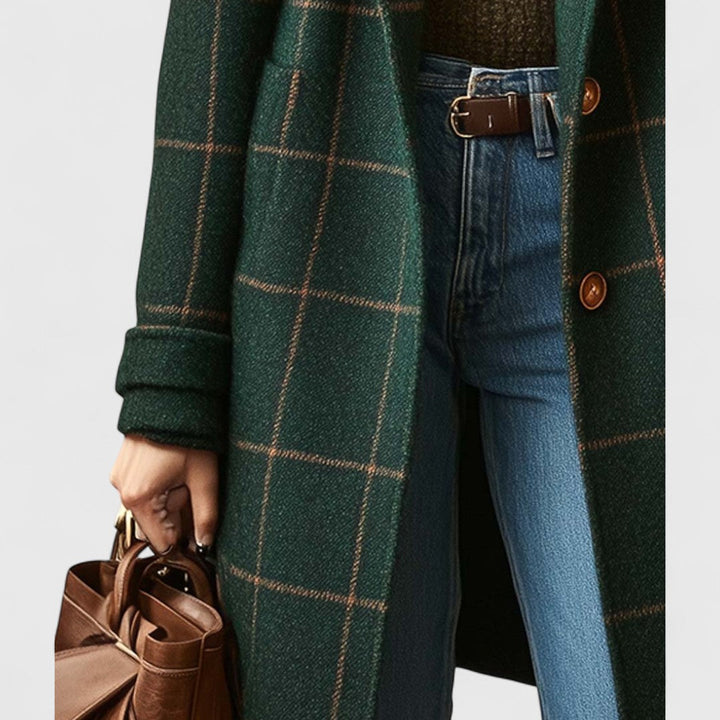 Faye | Structured Checked Mid-Length Coat