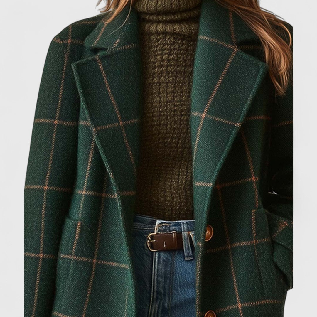 Faye | Structured Checked Mid-Length Coat
